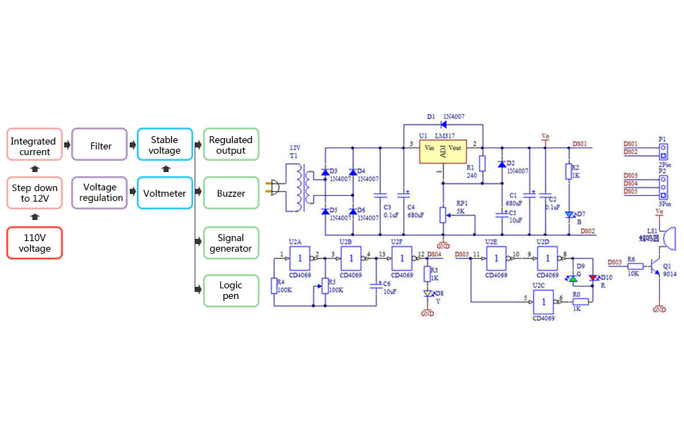 DIY LM317 Adjustable Voltage Regulator Kit from ICStation on Tindie Circuit Diagram